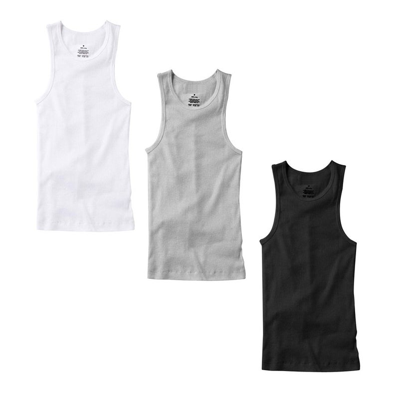 TZ Promise 3-6 Pack Men's Tank Top Undershirt 100% Cotton Plain Ribbed Workout A-Shirts (3-Pack Mixed, Small) - Image 1